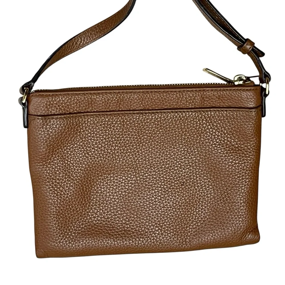 Michael Kors Brown Pebbled Leather Small Crossbody Bag
